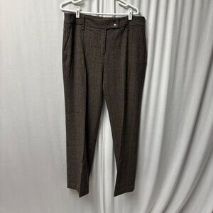 Dalia Collection Brown Plaid Dress Pants Womens Size 14 Trousers Office NEW